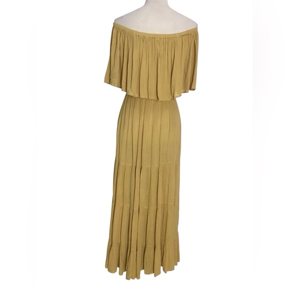 Elan Off The Shoulder Tiered Maxi Dress In Mustard New - Picture 7 of 8